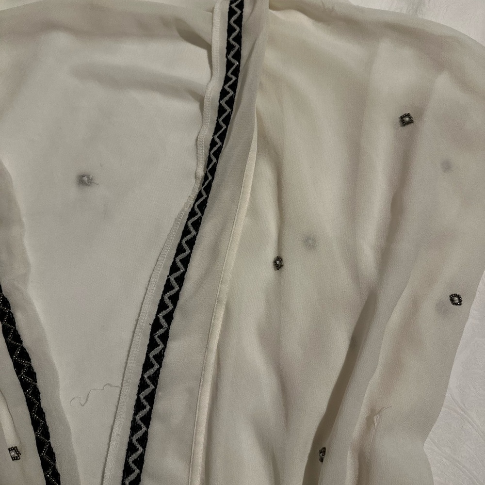 Forever 21 White Sheer Embellished Kimono